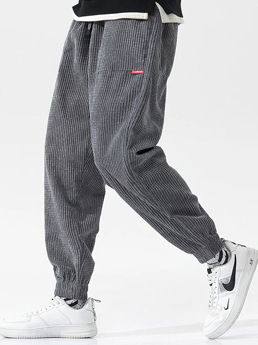 Baggy Corduroy Trousers for Men | Relaxed Fit | Gray