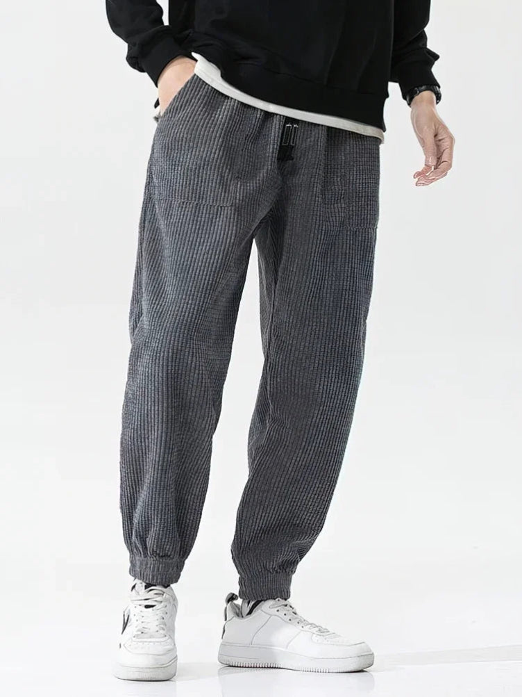 Baggy Corduroy Trousers for Men | Relaxed Fit | Gray Winter