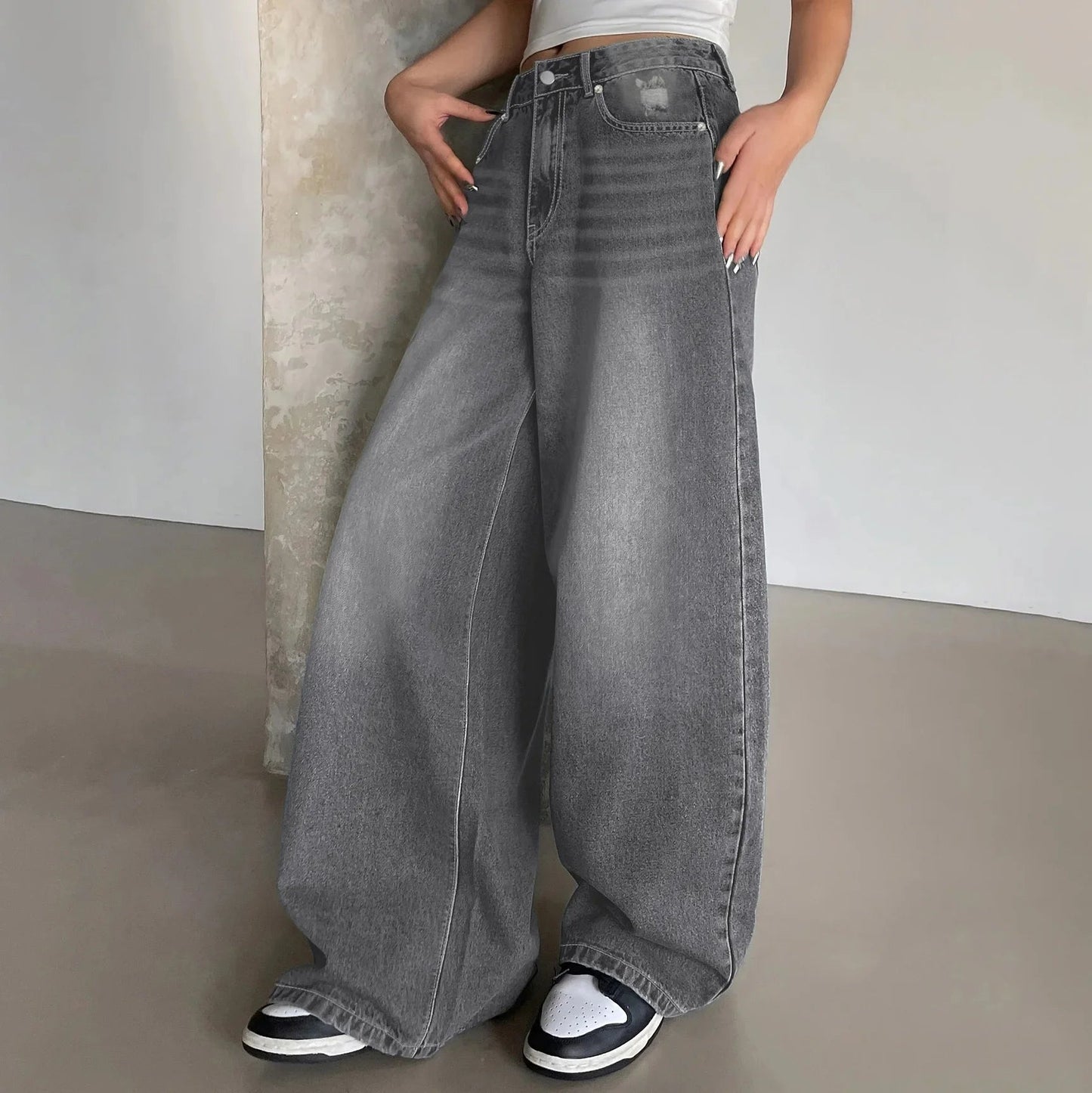 Baggy Jeans for Women | Mid Rise, Wide Leg | Casual Fit | 1