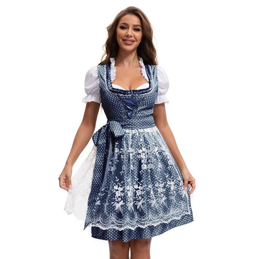 Bavarian Style Dirndl Dress | Oktoberfest | Blue