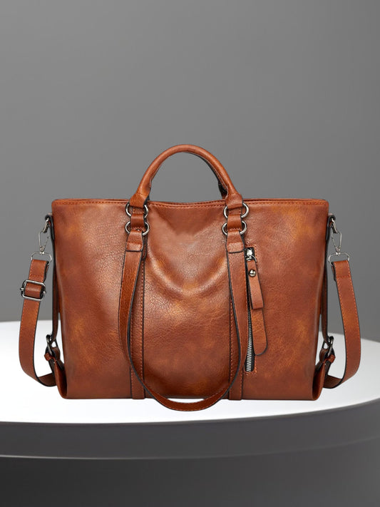 Benja | Large Leather Tote Bag with Spacious Interior and Comfortable Handles | Brown