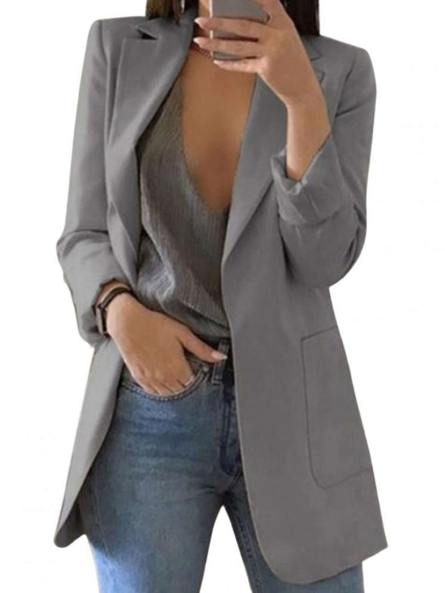 Blazer for Women, Tailored Fit, | Long Sleeve | Gray