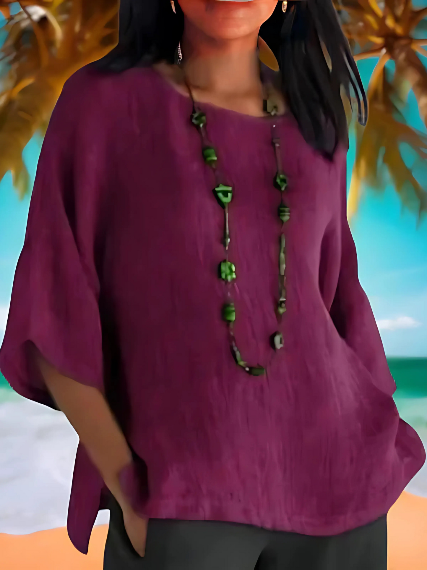 Blouse, 3/4 Sleeve, Relaxed Fit | Summer Tops 4