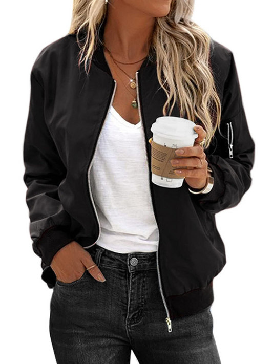 Bomber Jacket for Women | Classic Fit | Black