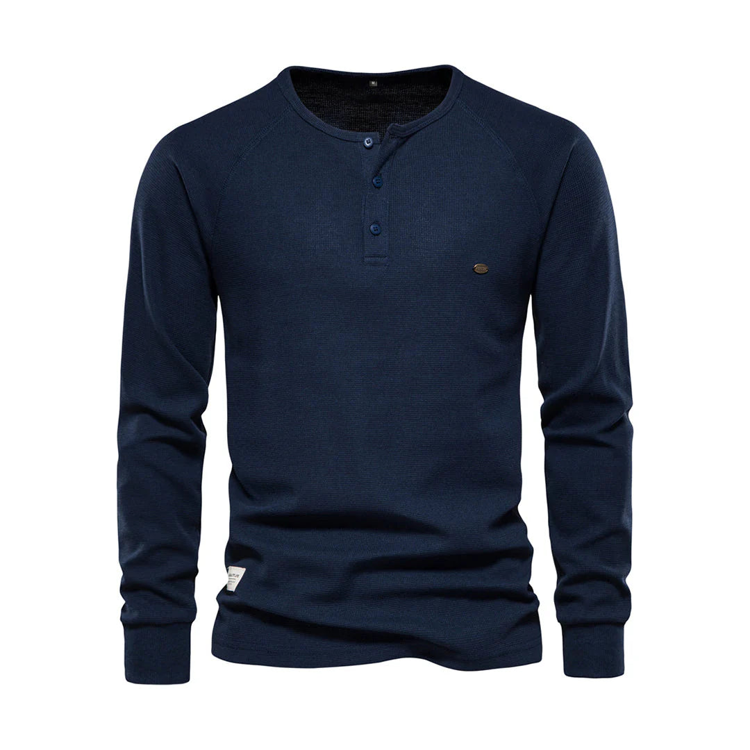 Breathable Long Sleeve Shirt for Men | Casual Fit | Navy Blue