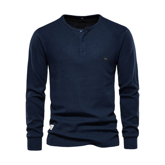 Breathable Long Sleeve Shirt for Men | Casual Fit | Navy Blue