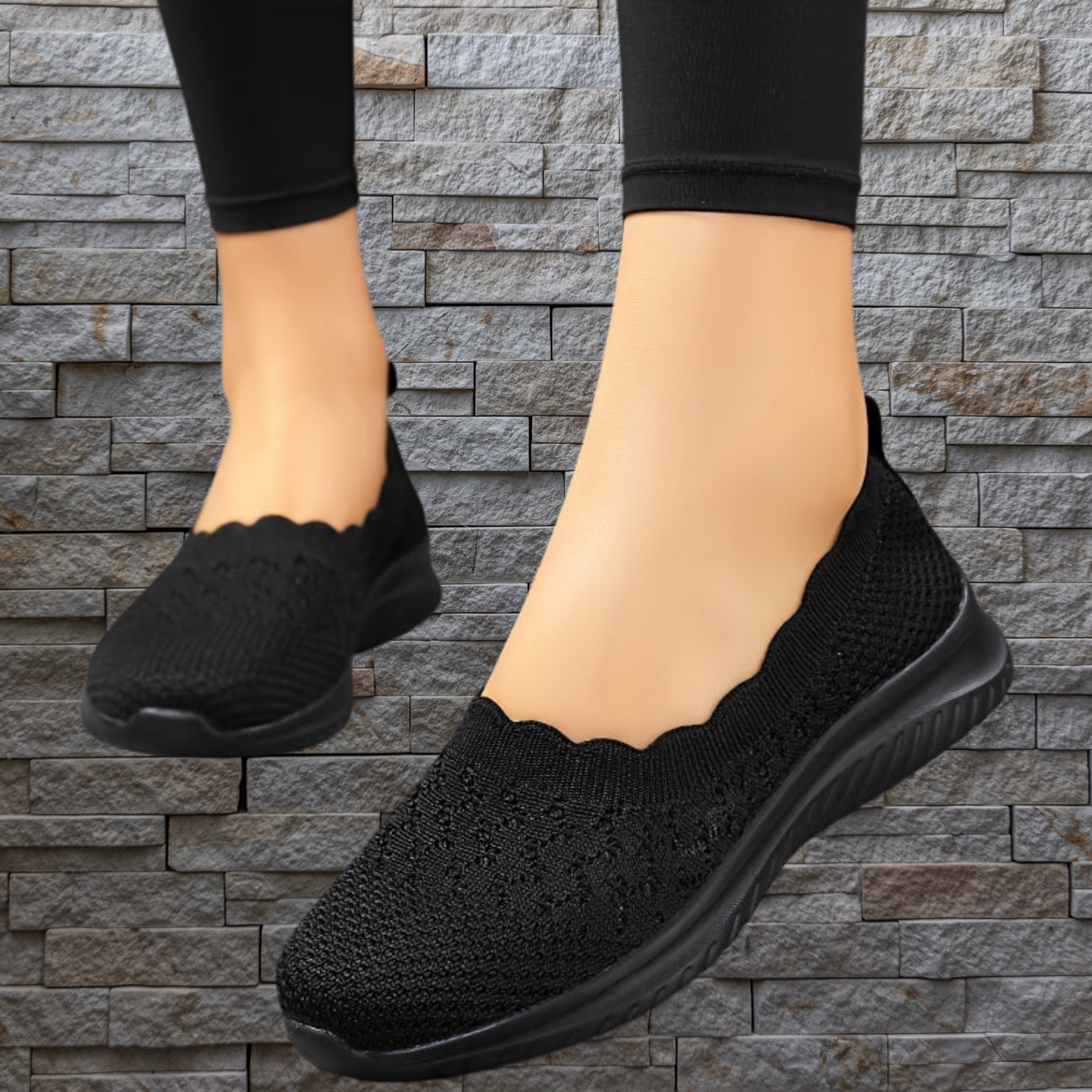 Breathable Mesh Slip-On Sneakers with Flexible Fit and Soft Insole | Black