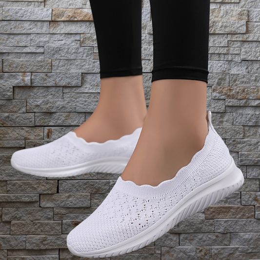 Breathable Mesh Slip-On Sneakers with Flexible Fit and Soft Insole | White