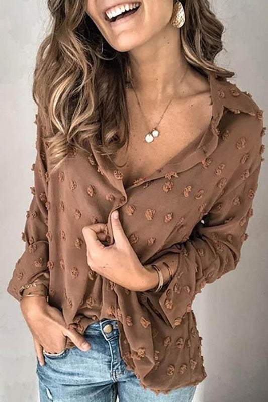 Button-Up Long Sleeve Shirt for Women | Regular Fit | Brown