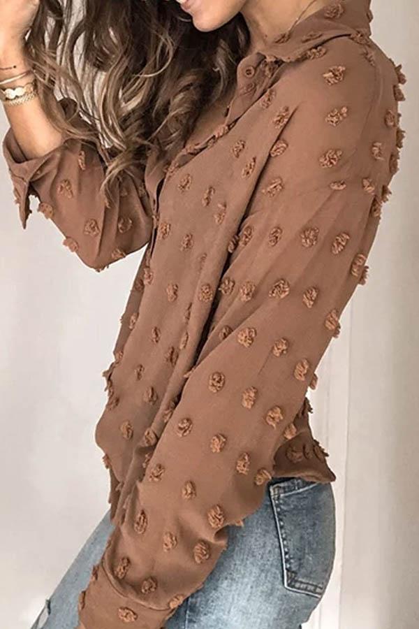 Button-Up Long Sleeve Shirt for Women | Regular Fit | Brown1
