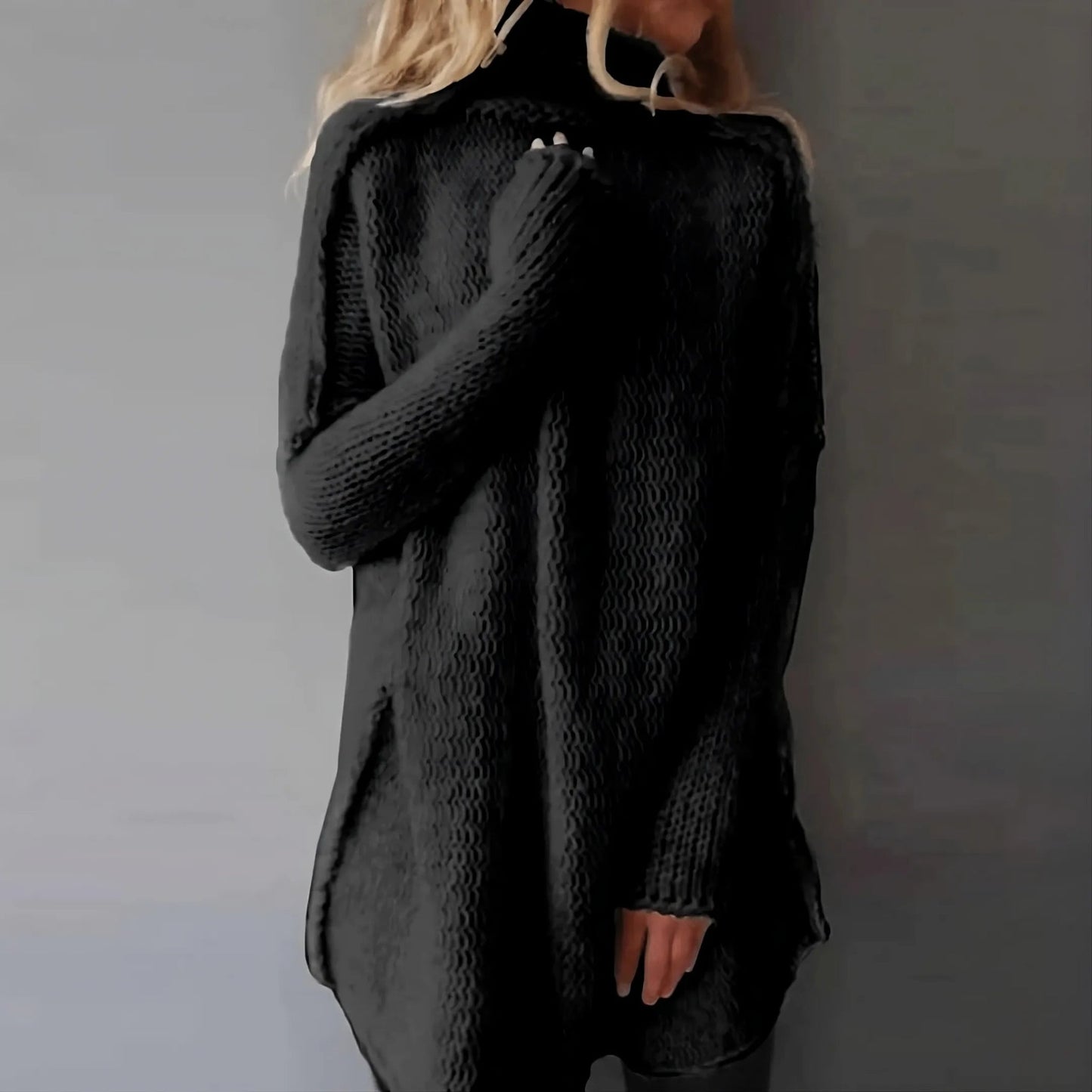 Cable Knit Sweater for Women | Long Sleeve | Black