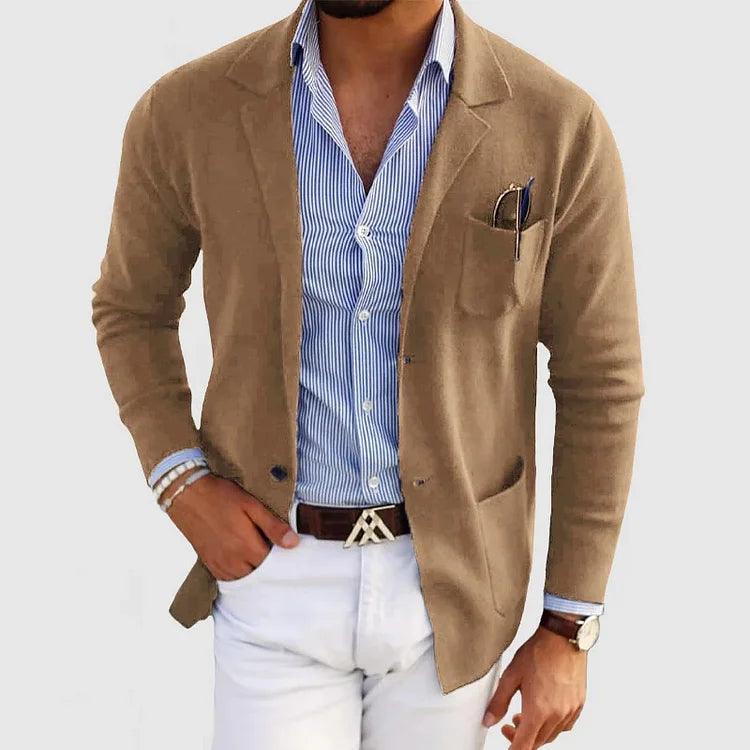 Cardigan for Men | Monochrome Design, Long Sleeves | Beige