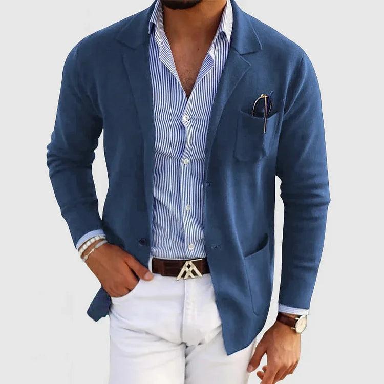 Cardigan for Men | Monochrome Design, Long Sleeves | Blue