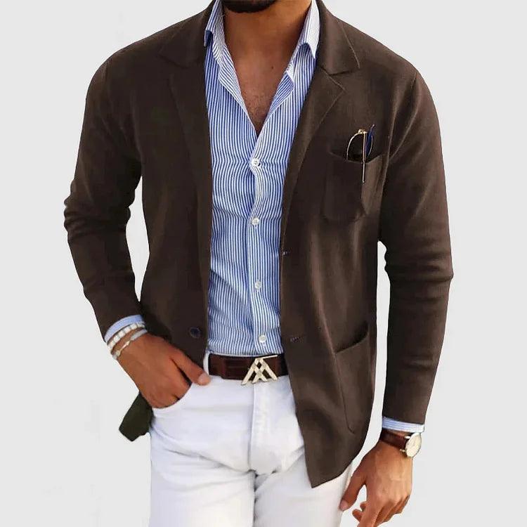 Cardigan for Men | Monochrome Design, Long Sleeves | Braun
