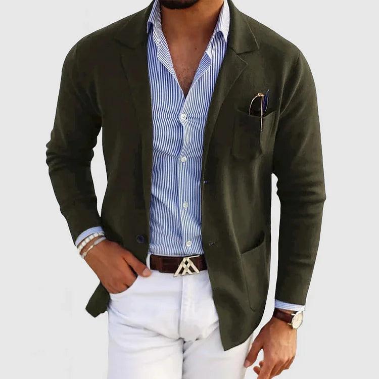 Cardigan for Men | Monochrome Design, Long Sleeves | Dark Green