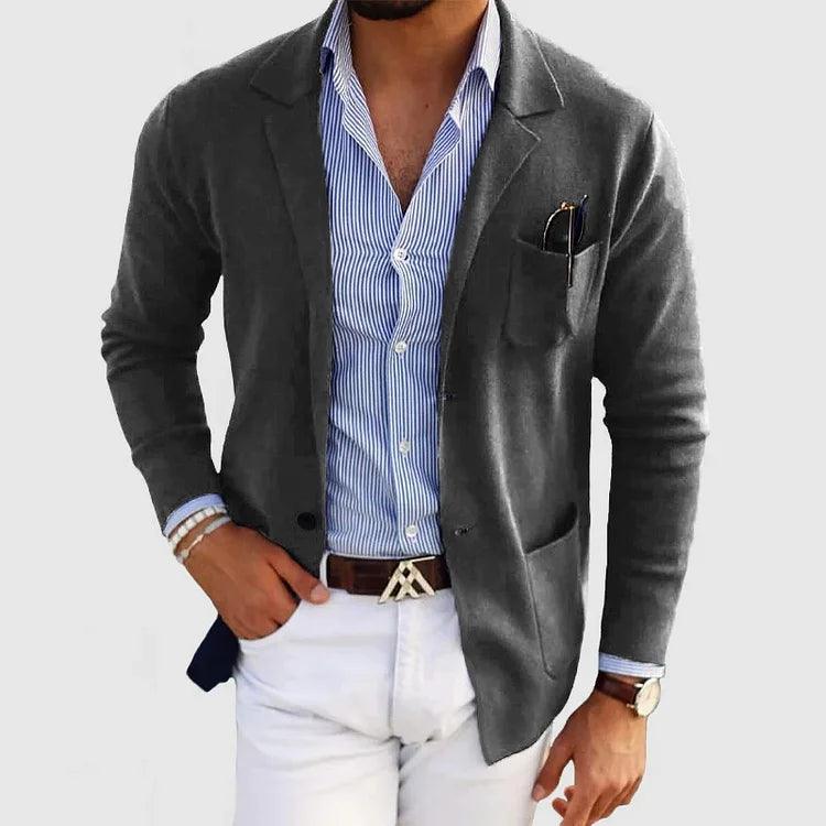 Cardigan for Men | Monochrome Design, Long Sleeves | Dark gray