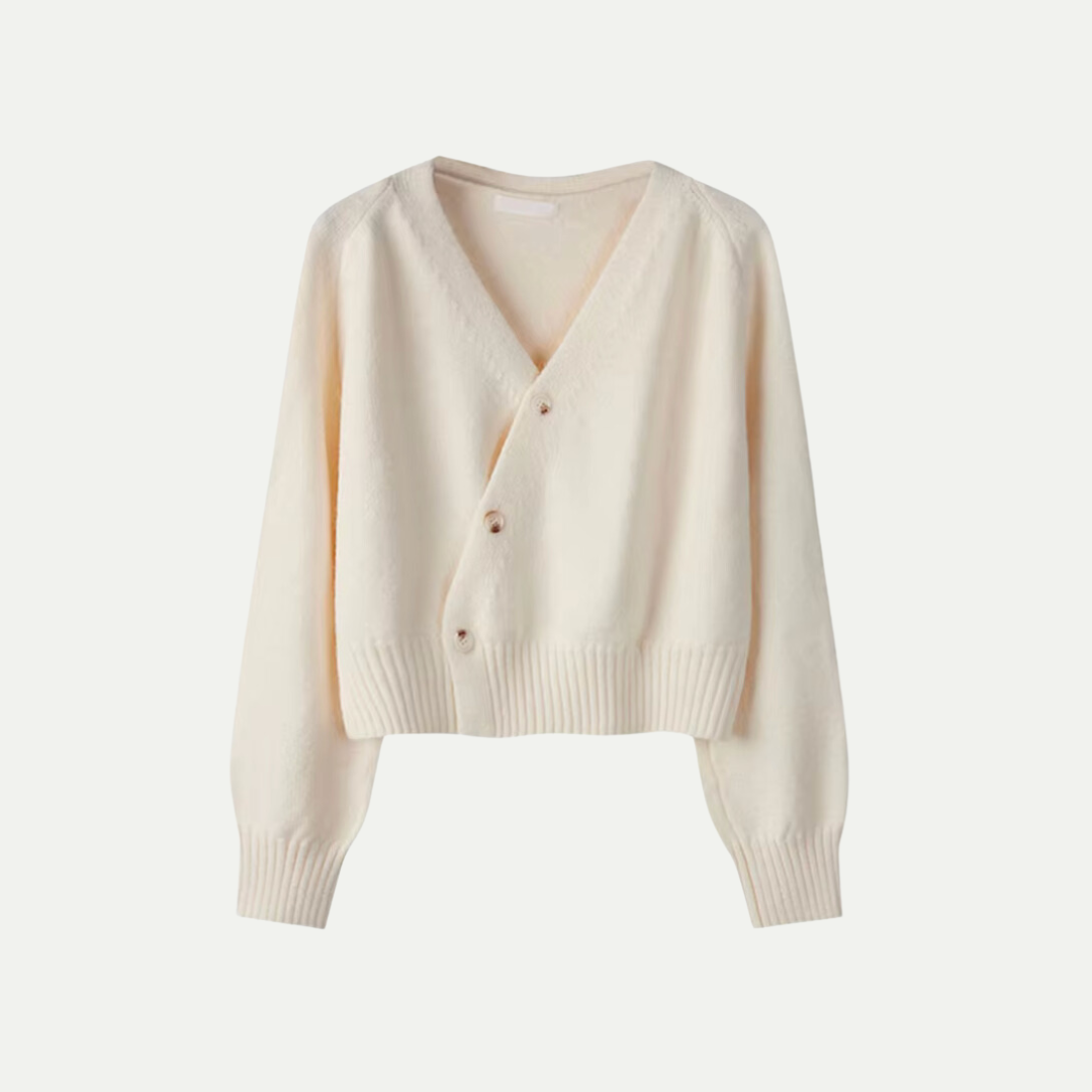 Cardigan for Women Oversized Skew Button Design | Beige
