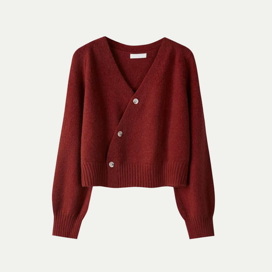 Cardigan for Women Oversized Skew Button Design | Burgundy