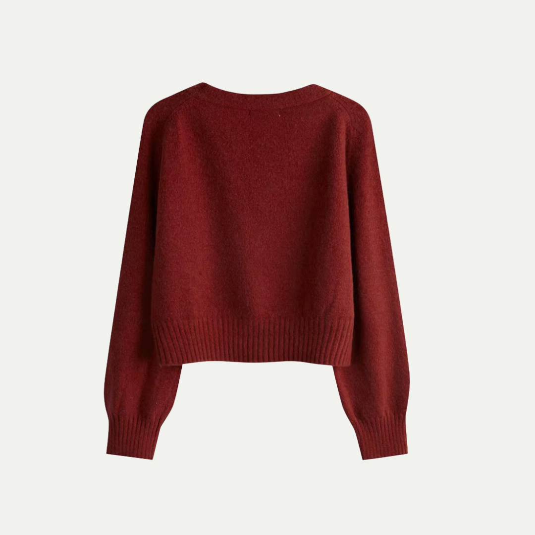 Cardigan for Women Oversized Skew Button Design | Burgundy1