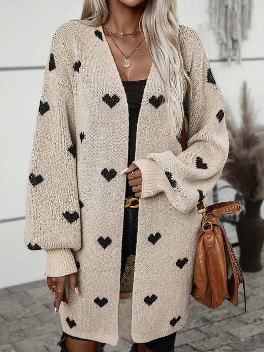 Cardigan for Women, Button Closure, Heart Pattern | Long Sleeve 0