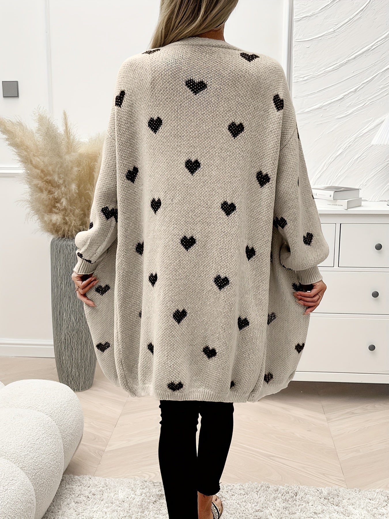 Cardigan for Women, Button Closure, Heart Pattern | Long Sleeve 2