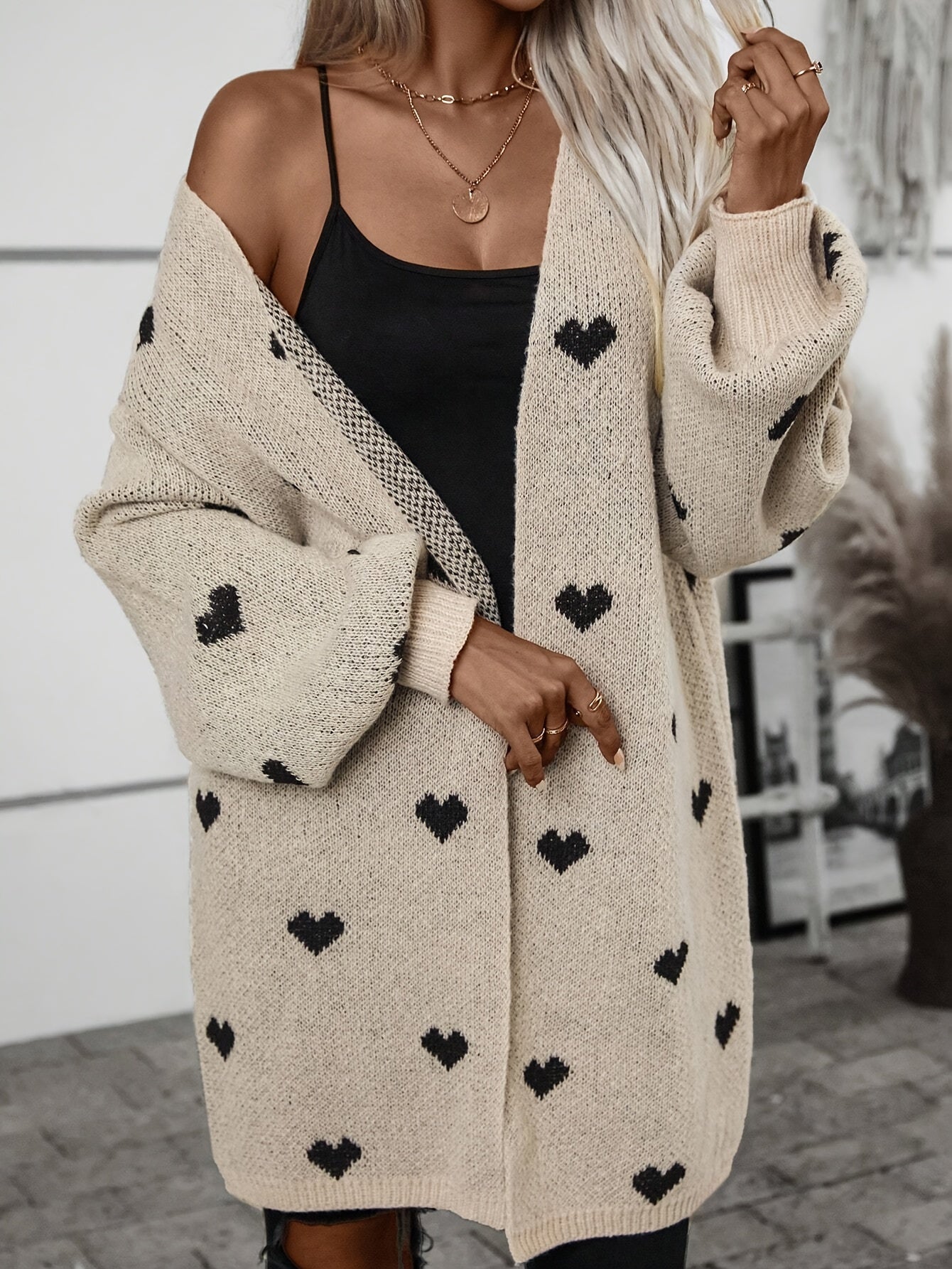 Cardigan for Women, Button Closure, Heart Pattern | Long Sleeve 3