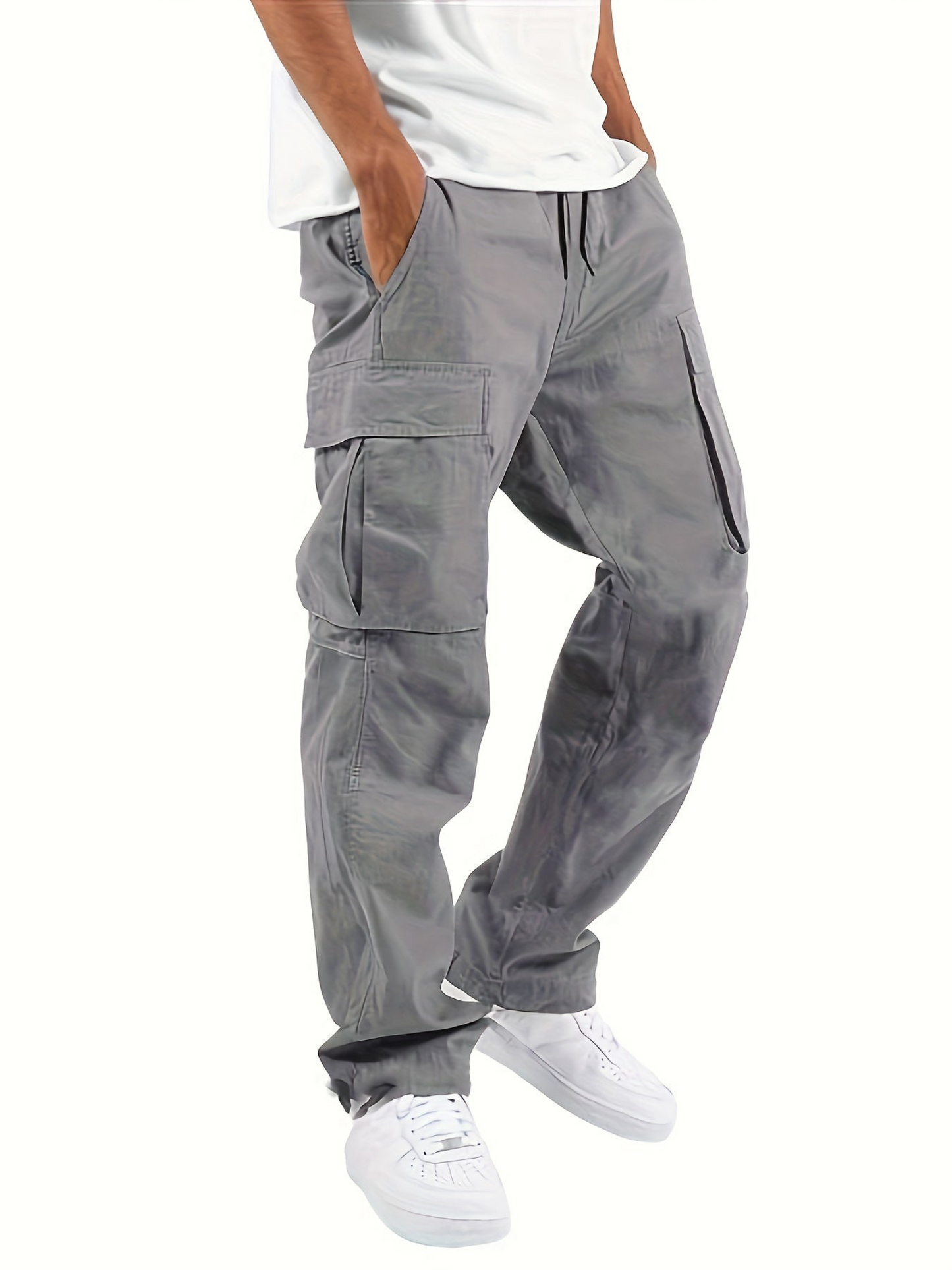 Cargo Pants for Men | Multiple Pockets | Light Gray