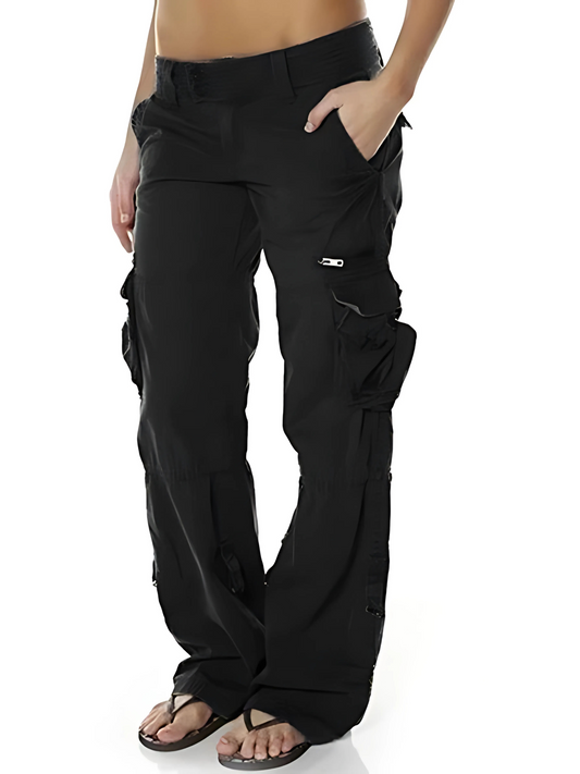 Cargo Pants for Women | Relaxed Fit with Pockets | Black