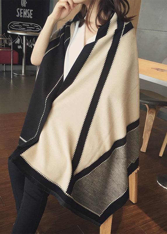 Cashmere Scarf for Men & Women | Generous Size | Black Beige
