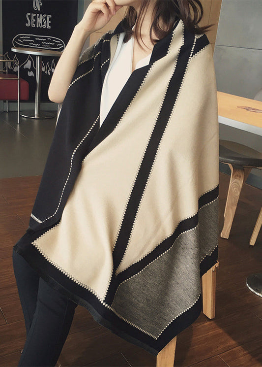 Cashmere Scarf for Men & Women | Generous Size | Black Beige