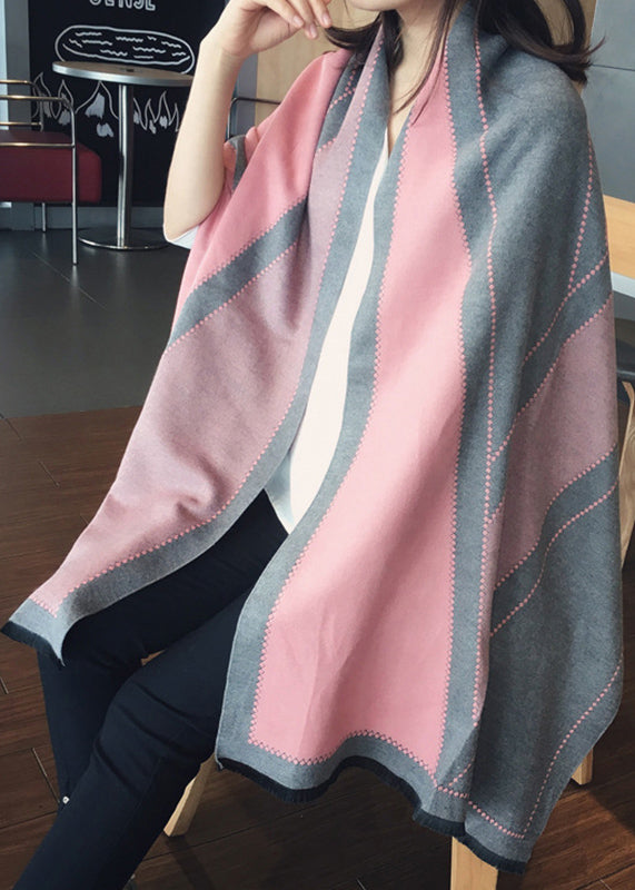 Cashmere Scarf for Men & Women | Generous Size | Gray Pink