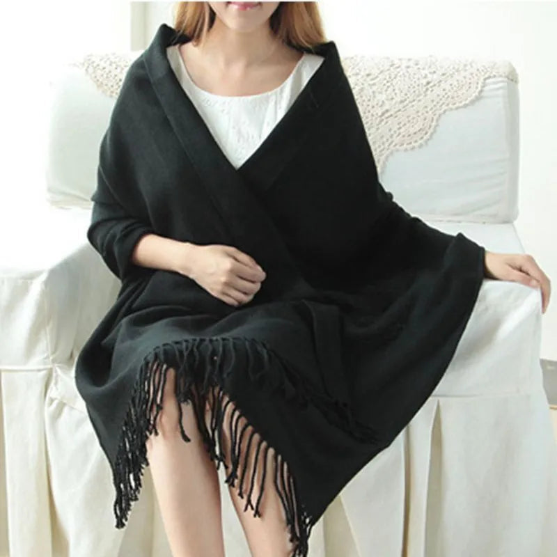 Cashmere Scarf for Women | Check Pattern | Winter | Black