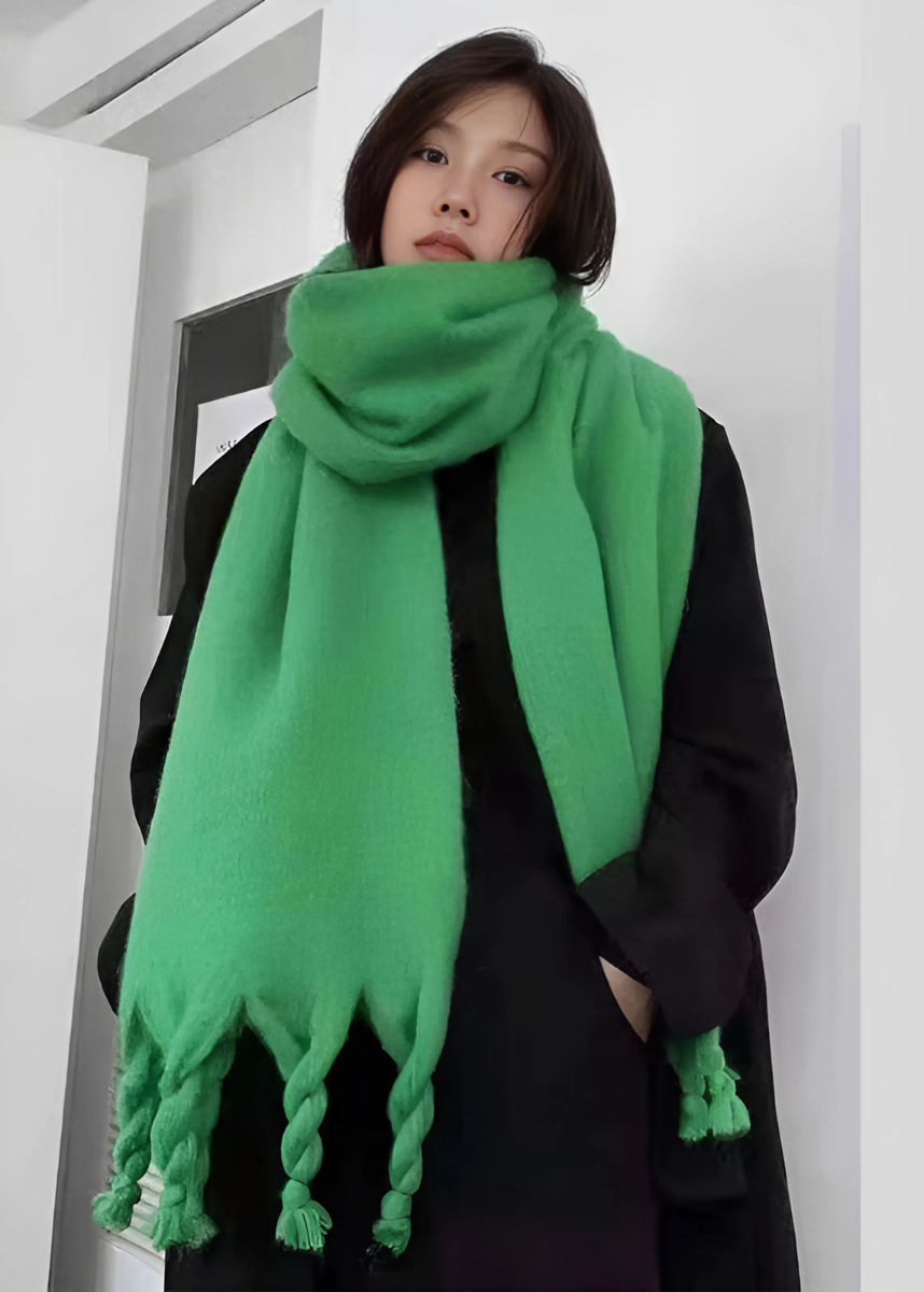 Cashmere Scarf for Women | Tasseled Design | Green