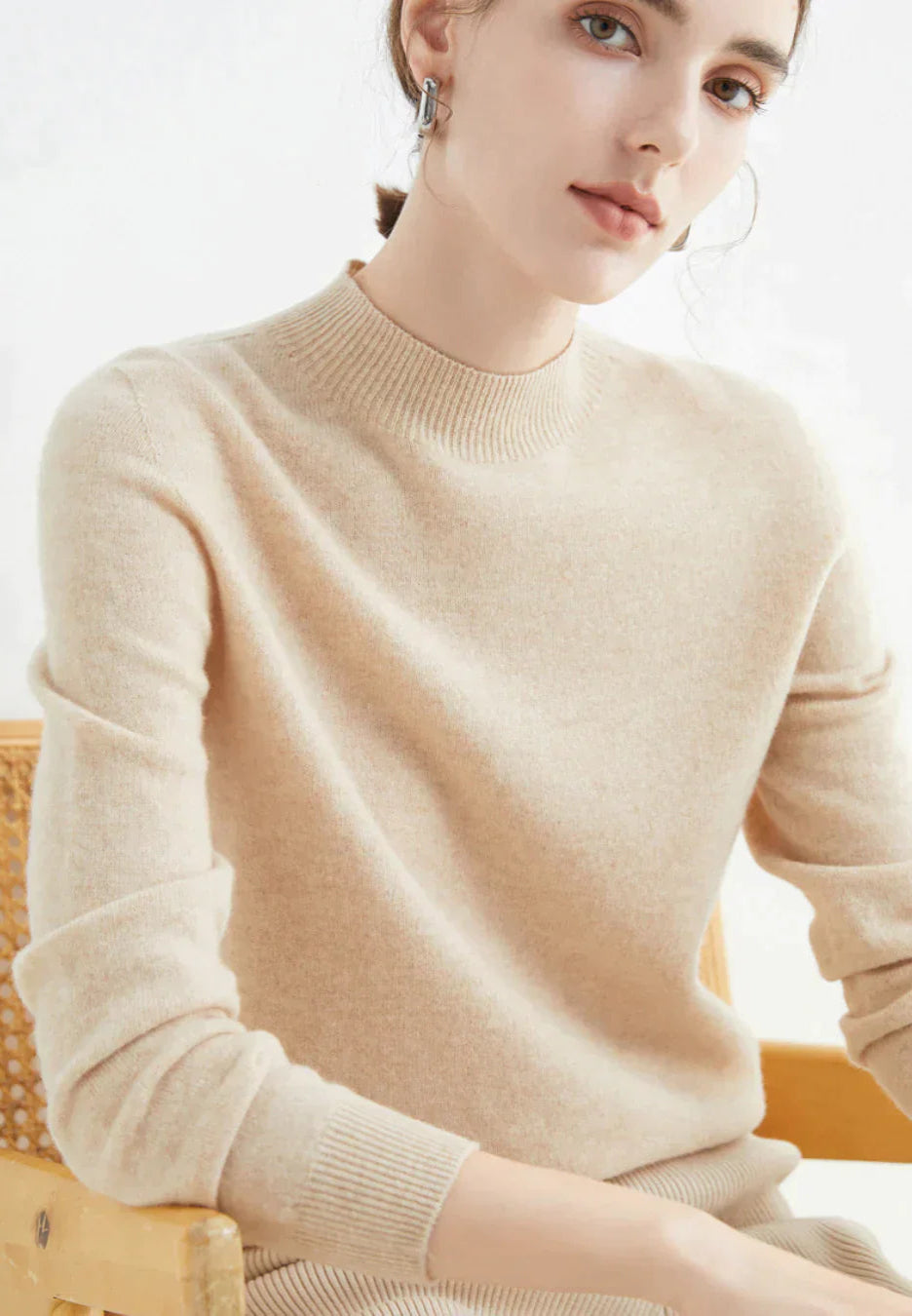 Cashmere Sweater Women | Cozy Fit, Long Sleeve | Beige