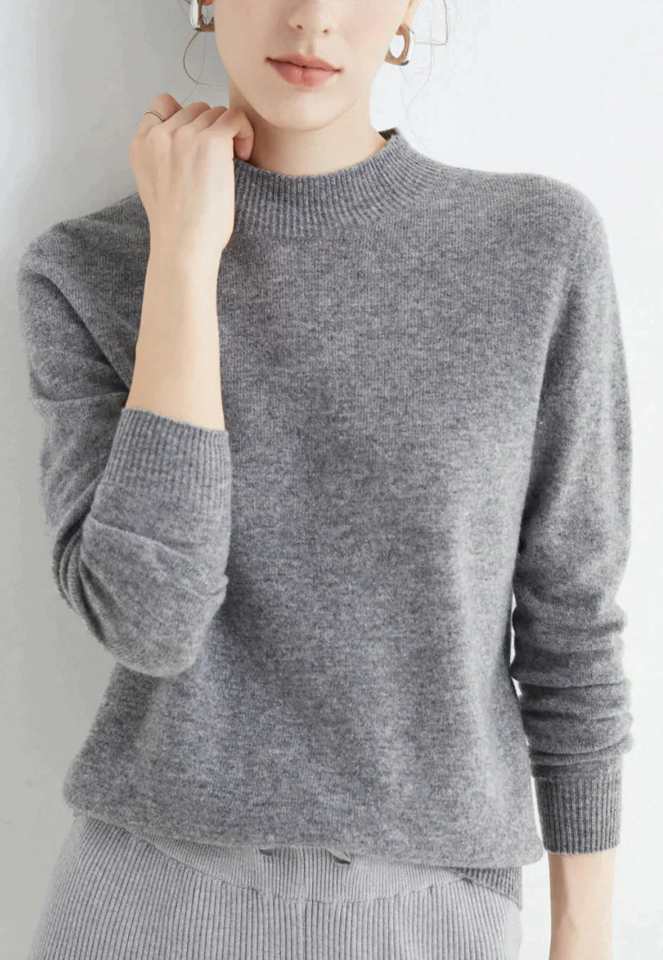 Cashmere Sweater Women | Cozy Fit, Long Sleeve | Gray