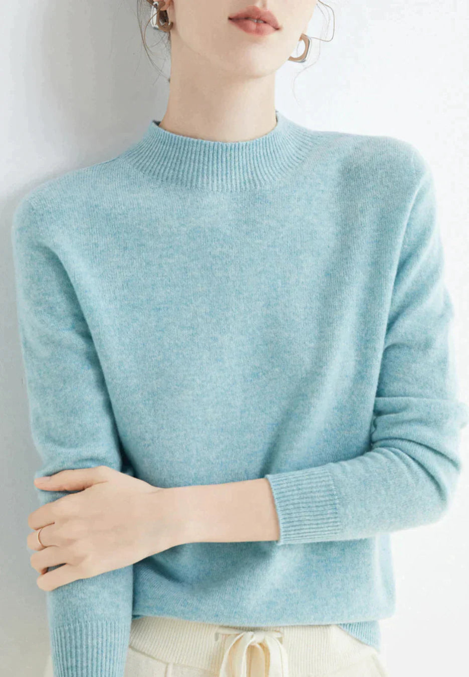 Cashmere Sweater Women | Cozy Fit, Long Sleeve | Light Blue