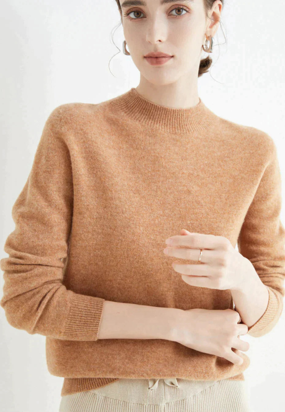 Cashmere Sweater Women | Cozy Fit, Long Sleeve | Light Brown
