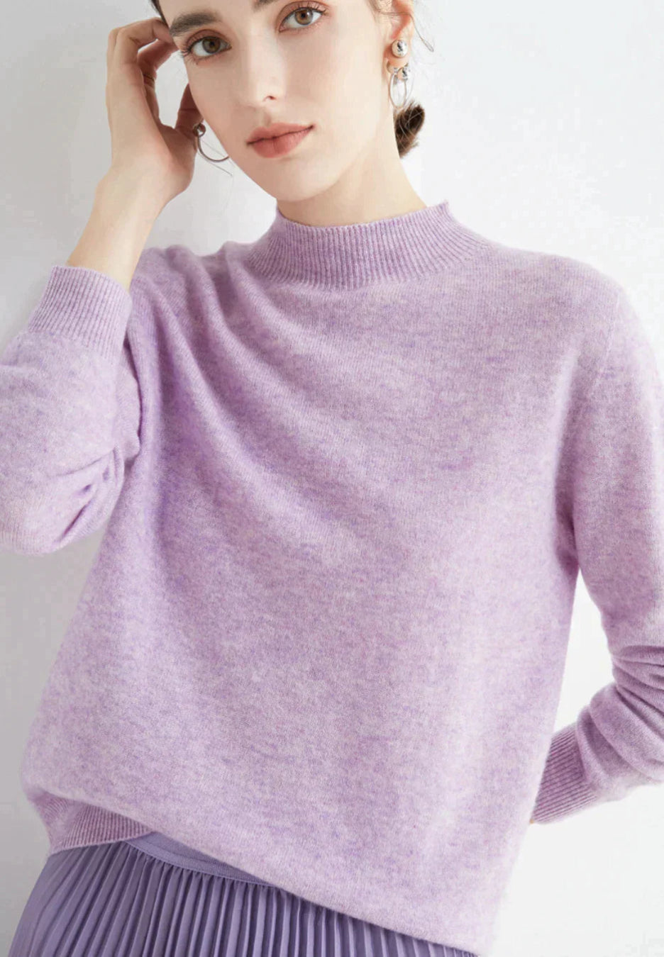 Cashmere Sweater Women | Cozy Fit, Long Sleeve | Light Purple