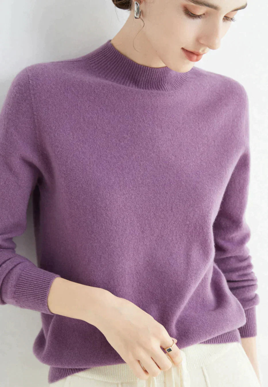 Cashmere Sweater Women | Cozy Fit, Long Sleeve | Purple