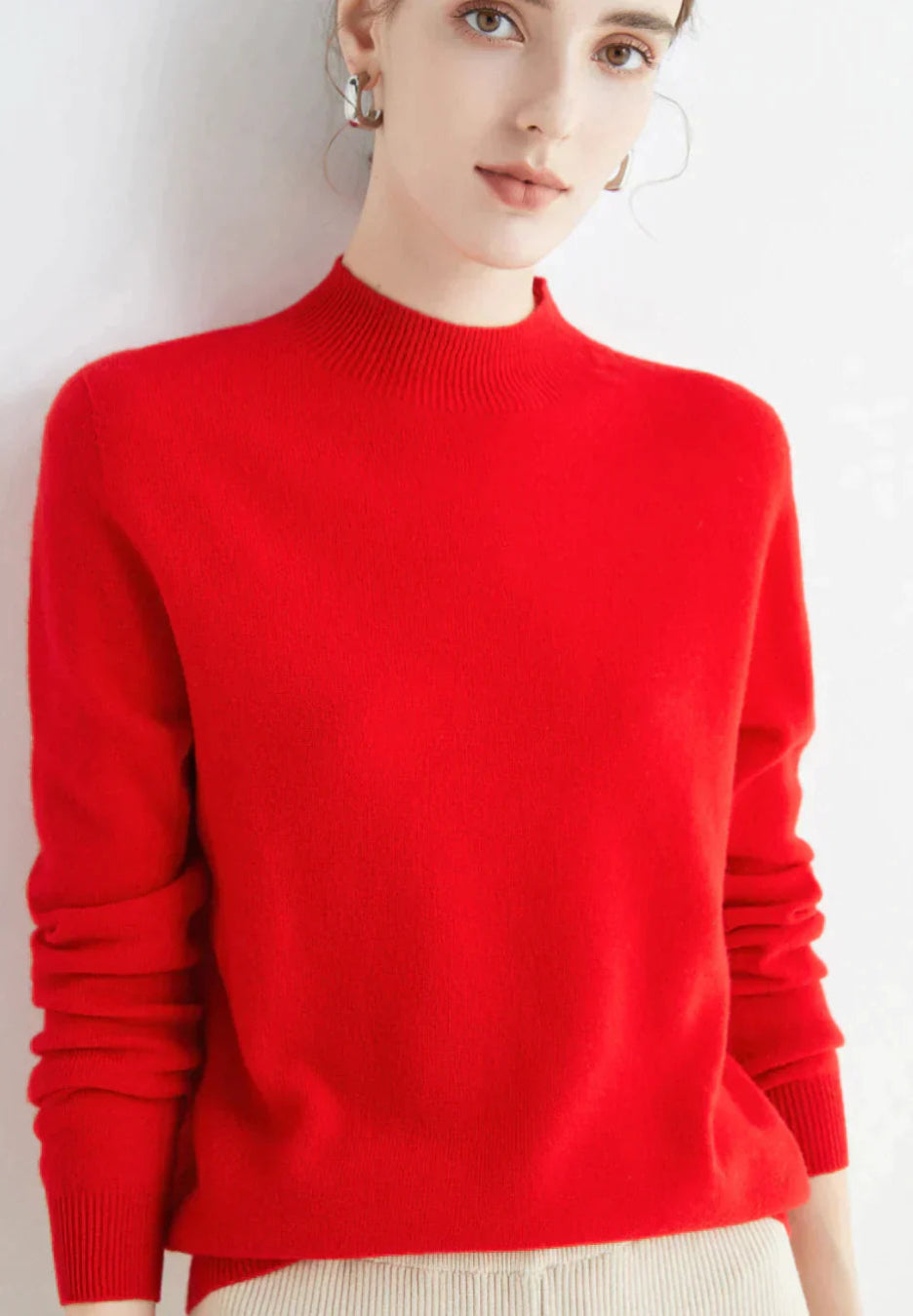 Cashmere Sweater Women | Cozy Fit, Long Sleeve | Red