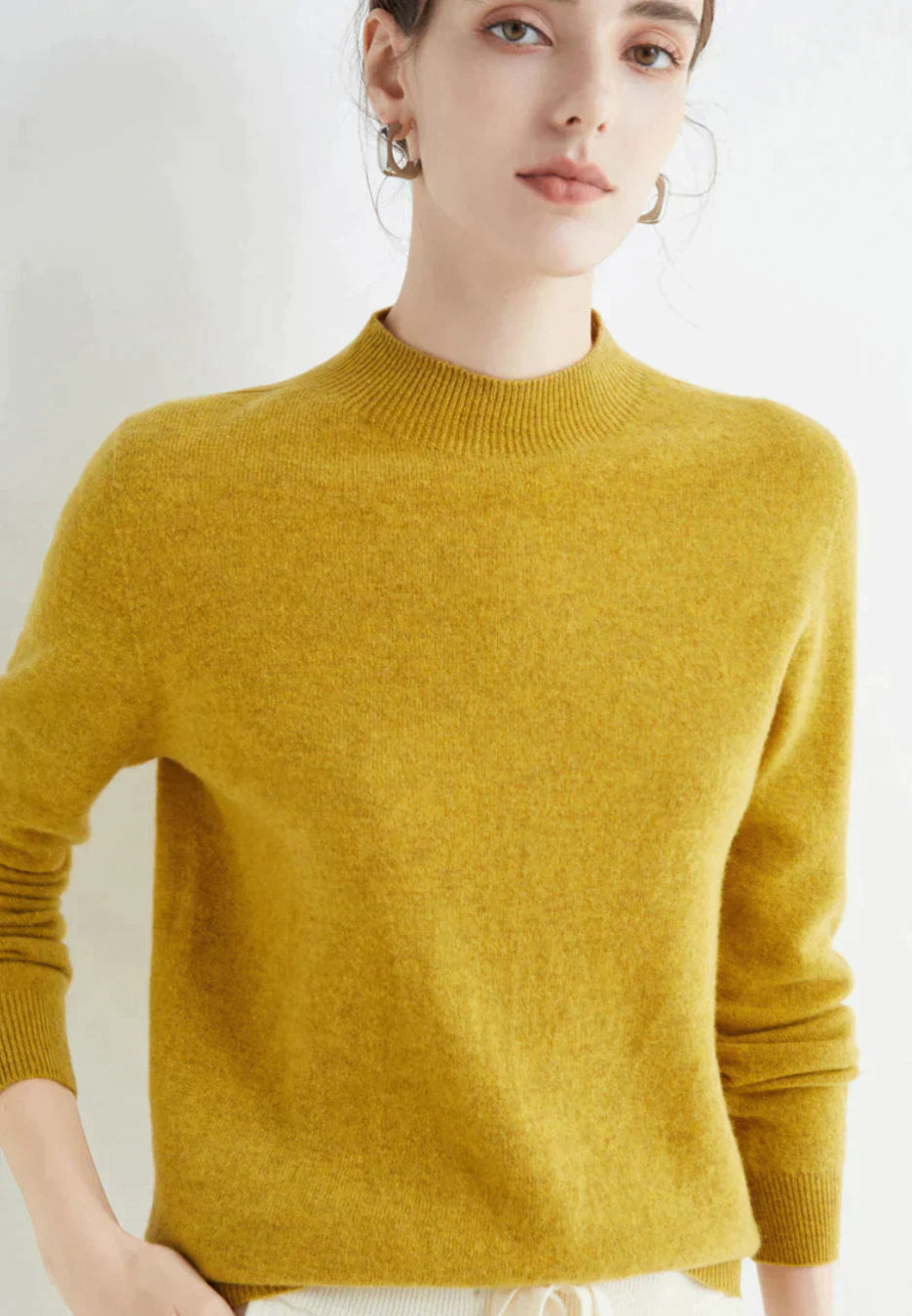 Cashmere Sweater Women | Cozy Fit, Long Sleeve | Yellow