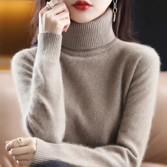 Cashmere Sweater Women | High Neck, Tailored Fit | Winter | Camel