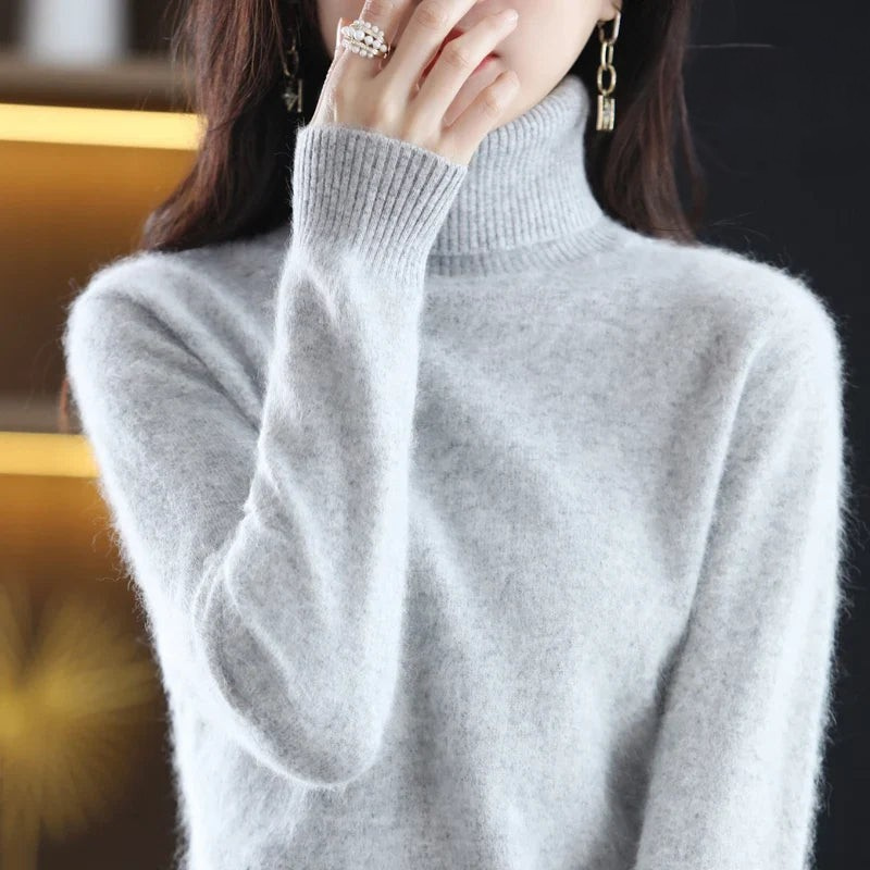 Cashmere Sweater Women | High Neck, Tailored Fit | Winter | Gray