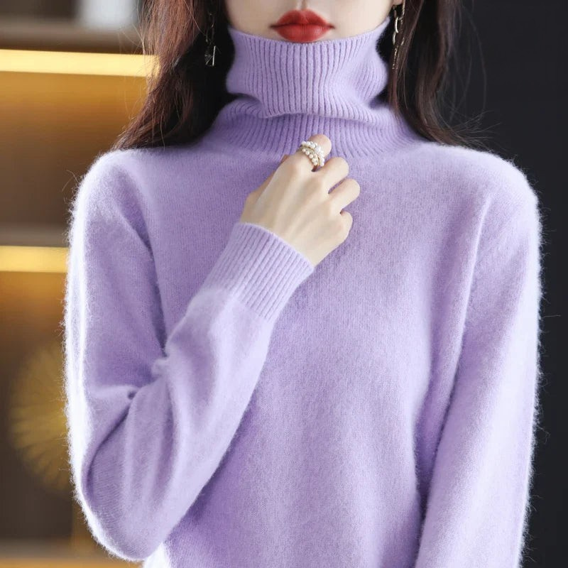 Cashmere Sweater Women | High Neck, Tailored Fit | Winter | Lavender