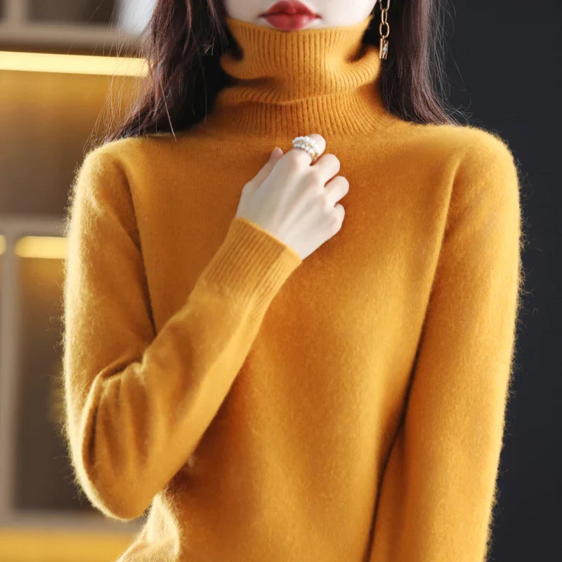 Cashmere Sweater Women | High Neck, Tailored Fit | Winter | Orange