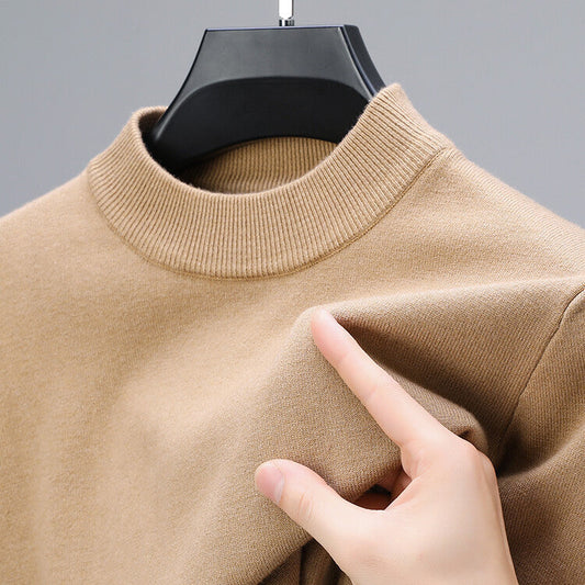 Cashmere Sweater for Men's | Elegant Hem, Tailored Fit | Beige