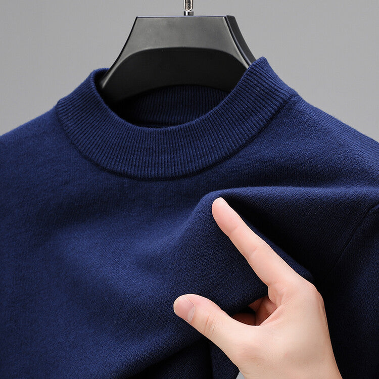 Cashmere Sweater for Men's | Elegant Hem, Tailored Fit | Navy Blue