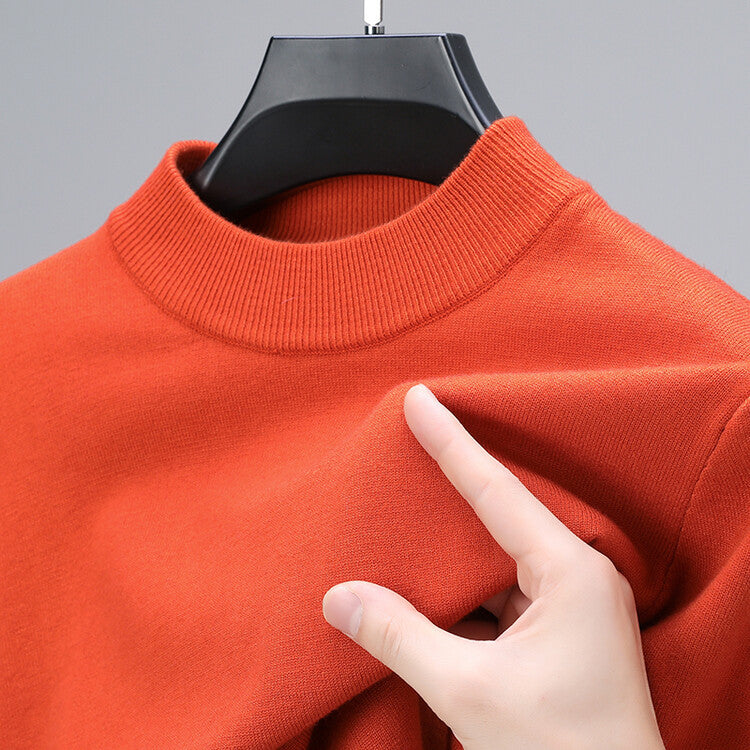 Cashmere Sweater for Men's | Elegant Hem, Tailored Fit | Orange