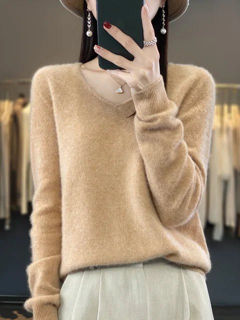 Cashmere Sweater for Women | V-Neck | Beige