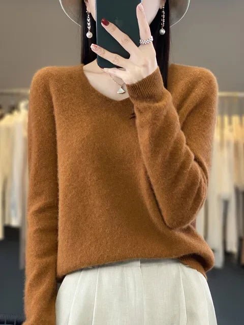 Cashmere Sweater for Women | V-Neck | Camel
